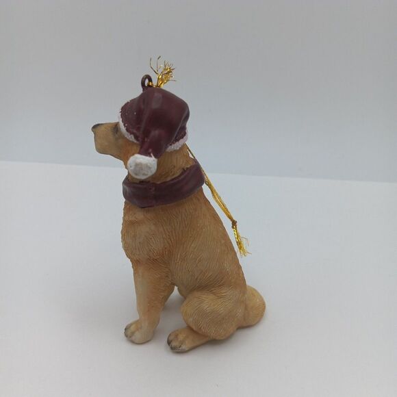 Yellow Labrador Retriever Red Christmas Hat 2011 Holiday Dog Ornament Figurine - Picture 6 of 8